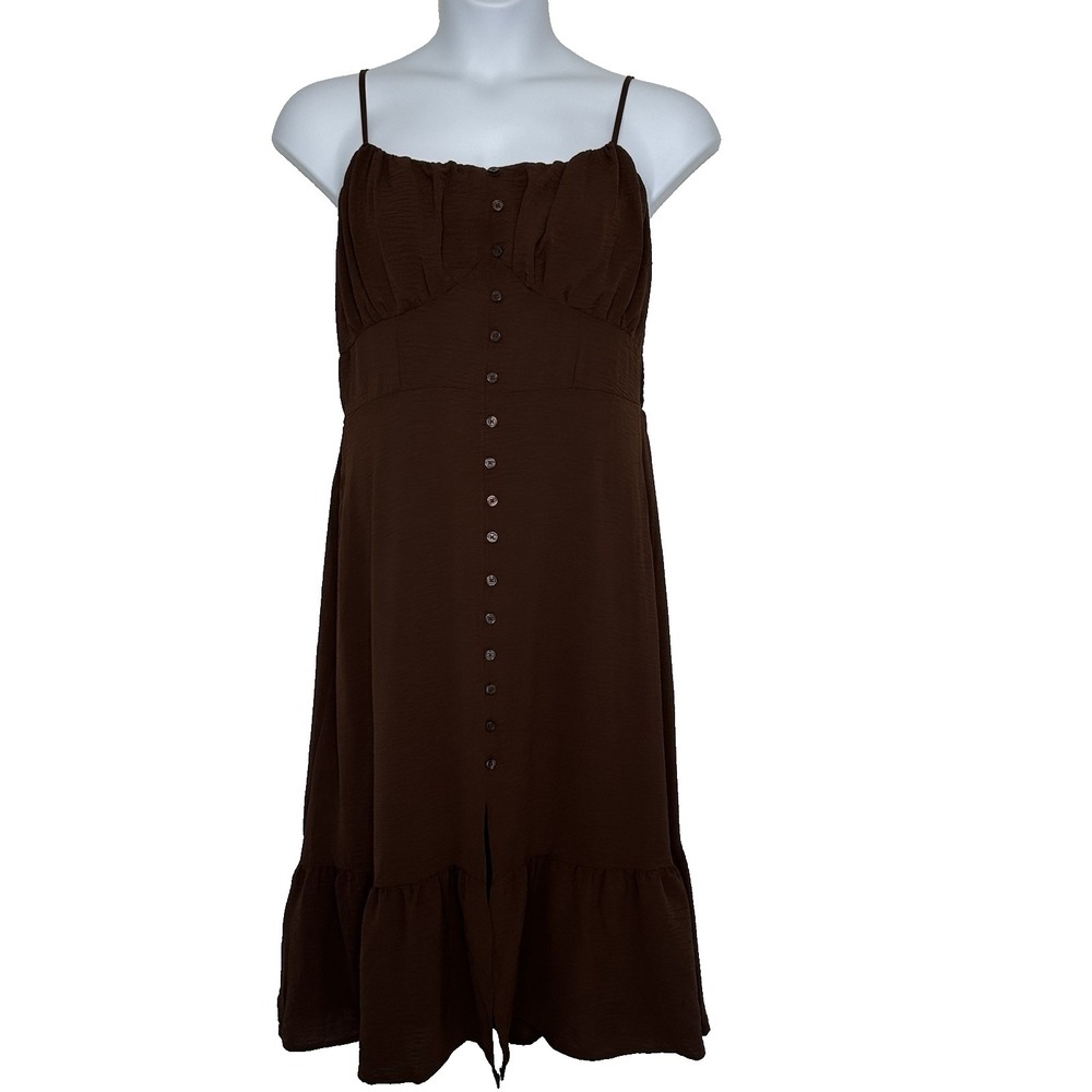 Brown Tiered Sundress Dress‎ Size XL Smocked Beach Boho